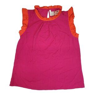 Grace and Emma Ruffle Sleeve Pink & Orange Blouse